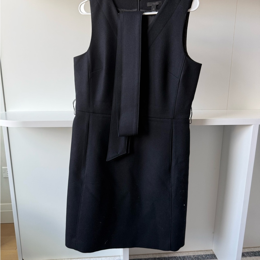 J. Crew Black Sleeveless Suiting Midi Sheath Dress